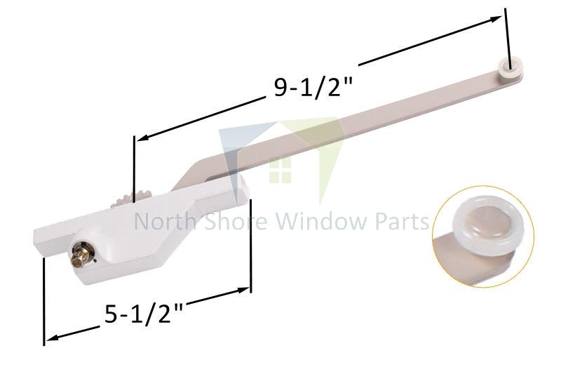 Single-Arm-Casement-Window-Operator-Roto-Gear-9.5-Arm-Nylon-Wheel-Rear-Mount-Left-Truth