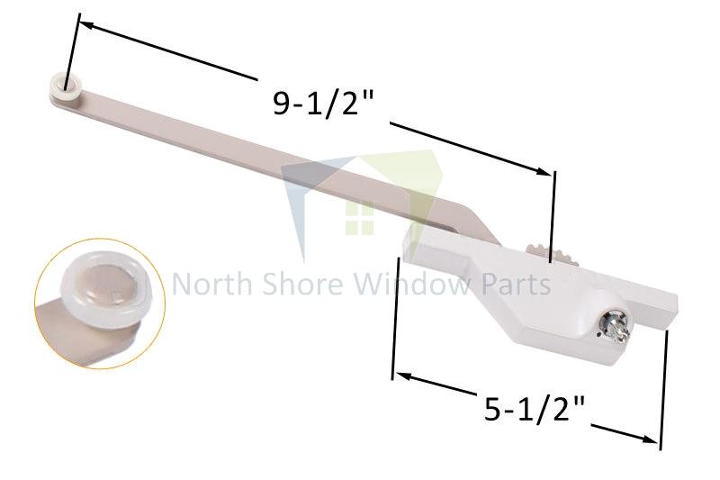 Single-Arm-Casement-Window-Operator-Roto-Gear-9.5-Arm-Nylon-Wheel-Rear-Mount-Right-Trut